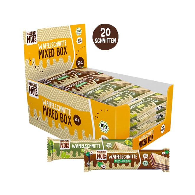 Naughty Nuts Waffelschnitte Bio Waffelschnitte Mixed Box (Nuss-Nougat & Pistazie)
