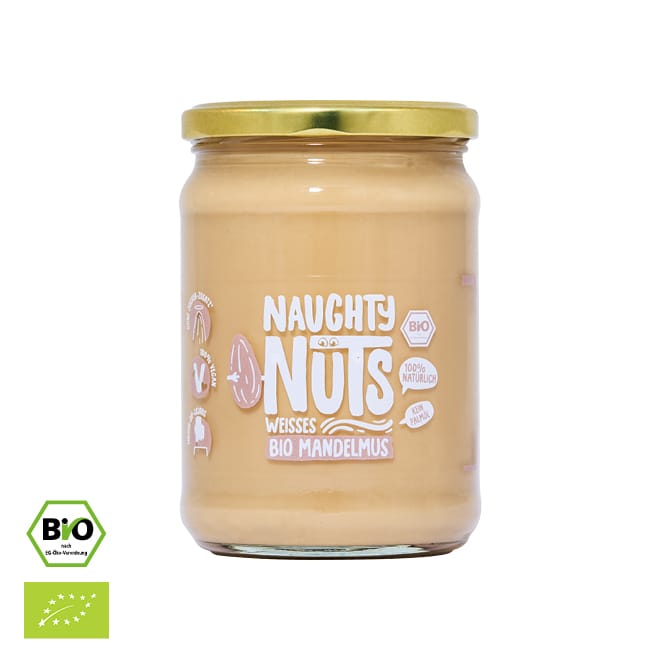 Bio Weißes Mandelmus 500g Glas von Naughty Nuts