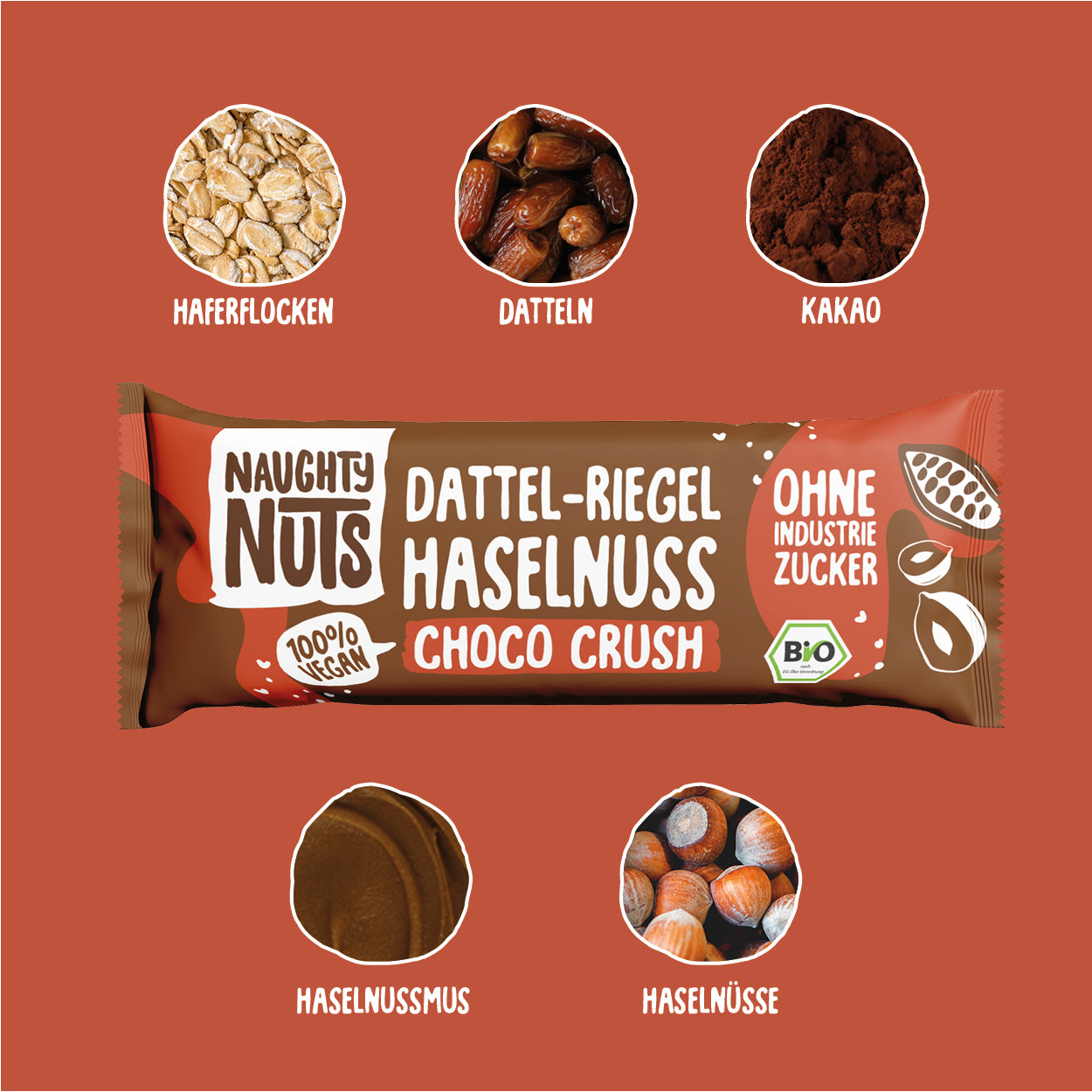 Bio Dattel-Riegel Haselnuss Choco Crush