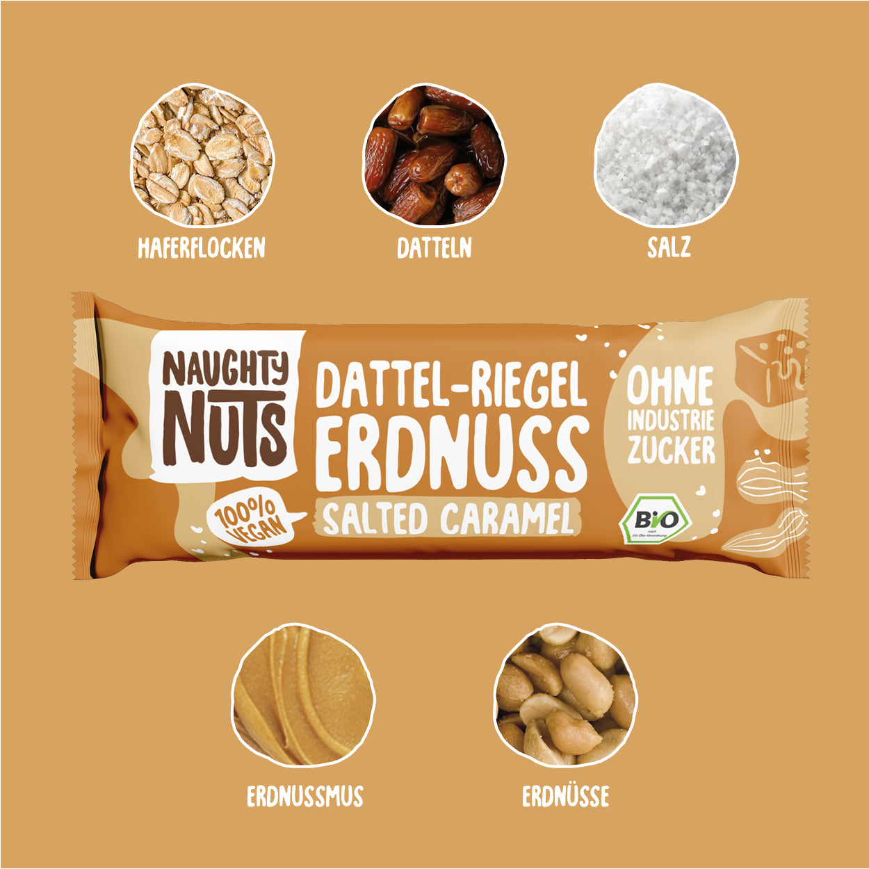 Bio Dattel-Riegel Erdnuss Salted Caramel