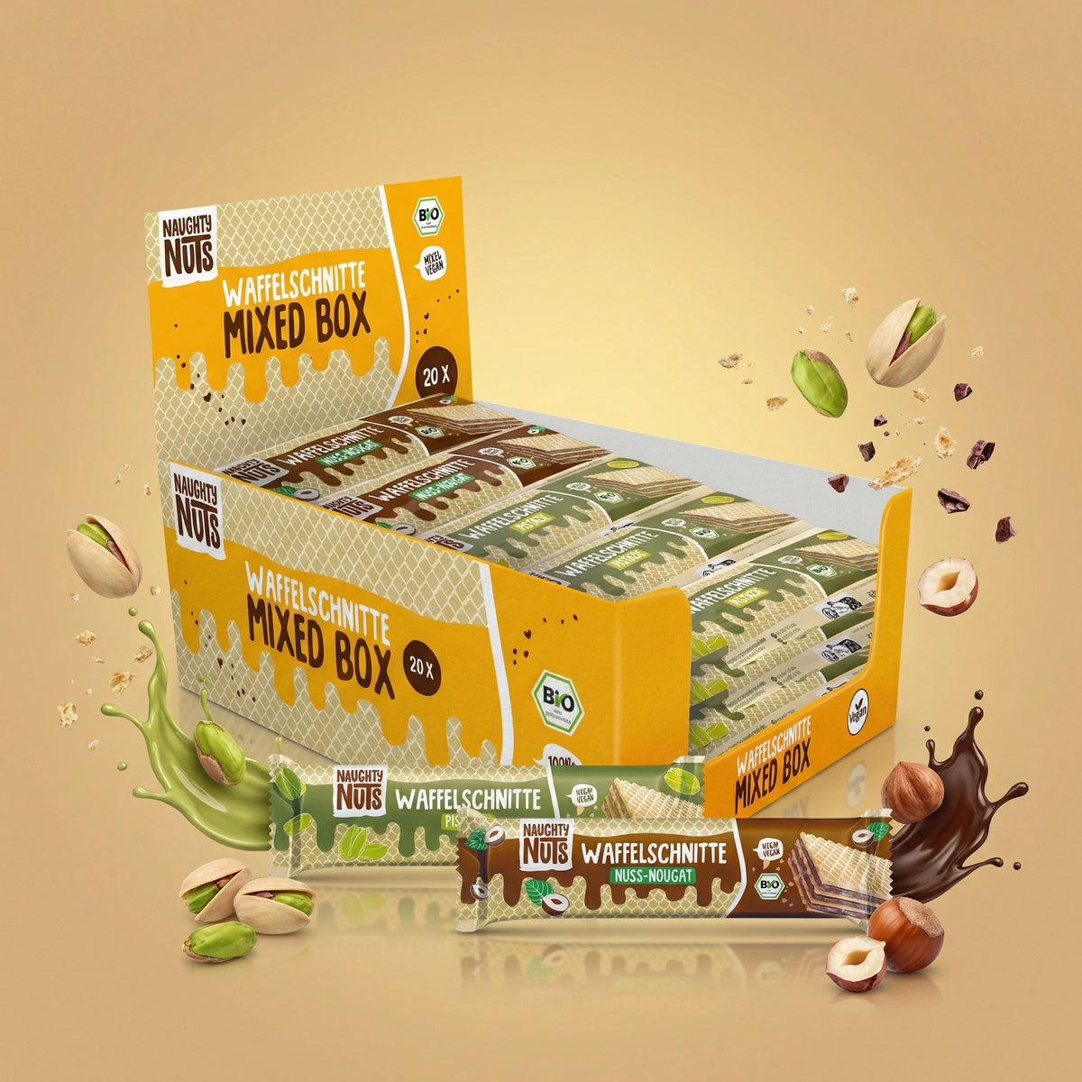 Bio Waffelschnitte Mixed Box (Nuss-Nougat &amp; Pistazie)